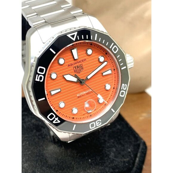 Tag Heuer Men's Watch WBP201F Aquaracer Swiss Automatic Orange Dial Steel 43mm - Picture 13 of 14